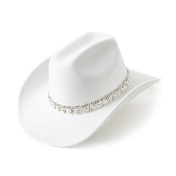 2235 Glitter Rhinestone White Cowgirl Hat Shiny Western Cowboy White-maple main image 5
